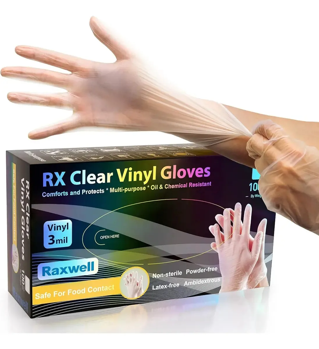 Luvas de vinil descartáveis para cozinhar e limpar