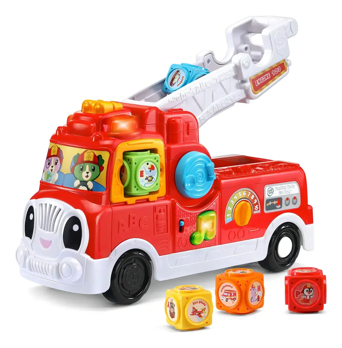 Caminhão de bombeiros Leapfrog com blocos rolantes para crianças