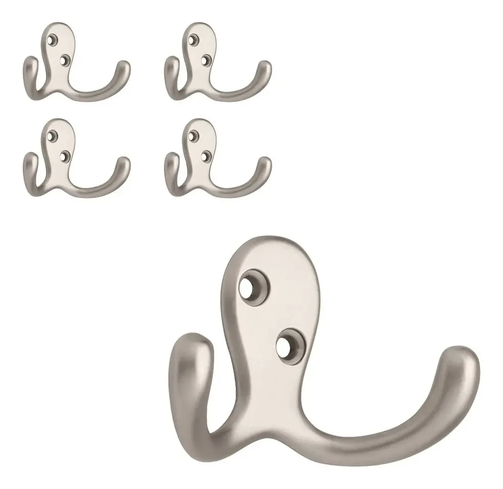 Pacote Double Robe Hook com 5 acabamentos em níquel fosco