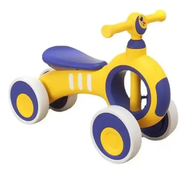 Bicicleta de equilíbrio infantil ajustável sem pedais amarela