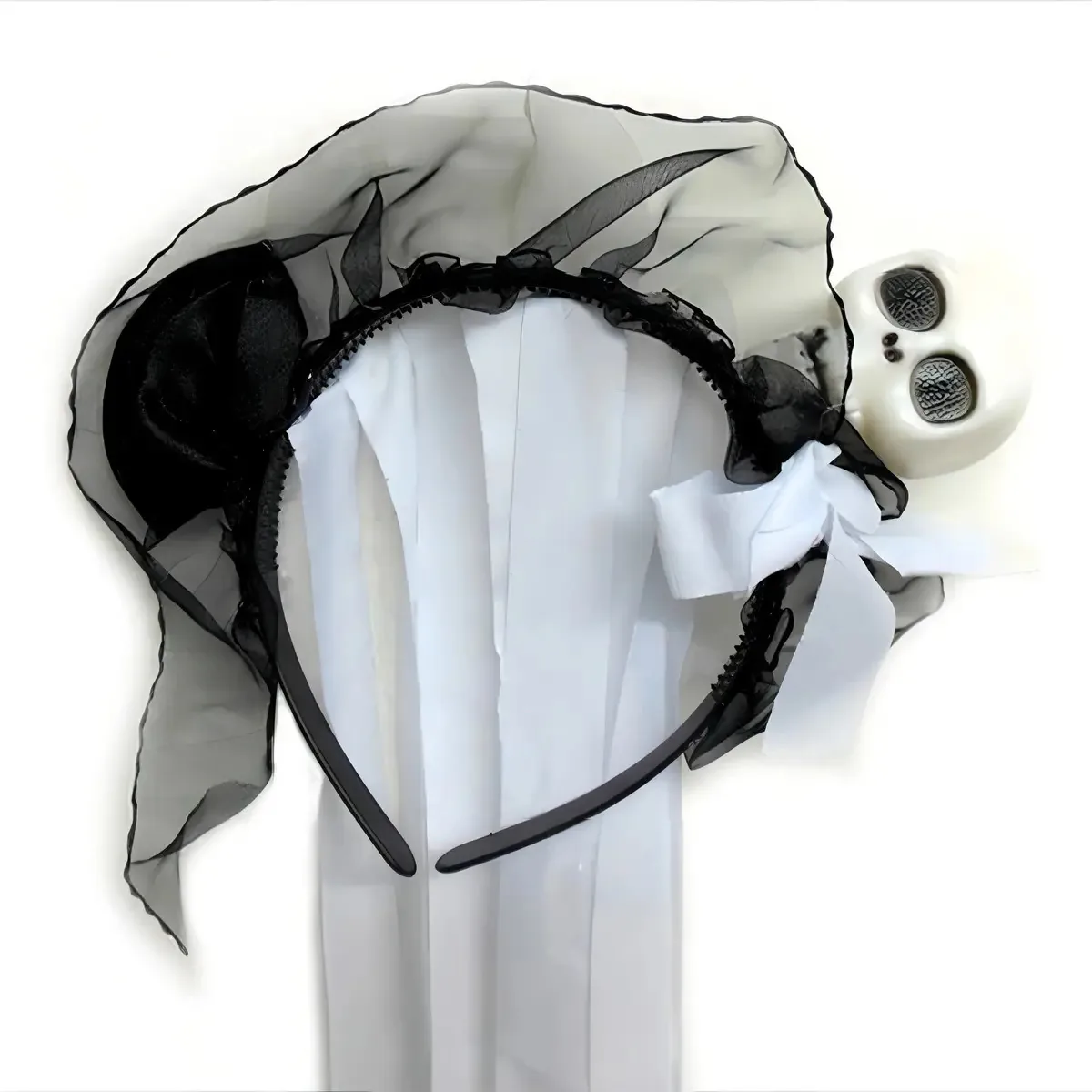 Tiara Noiva Fantasia Mexicana Com Caveira Cadaver Véu 100cm