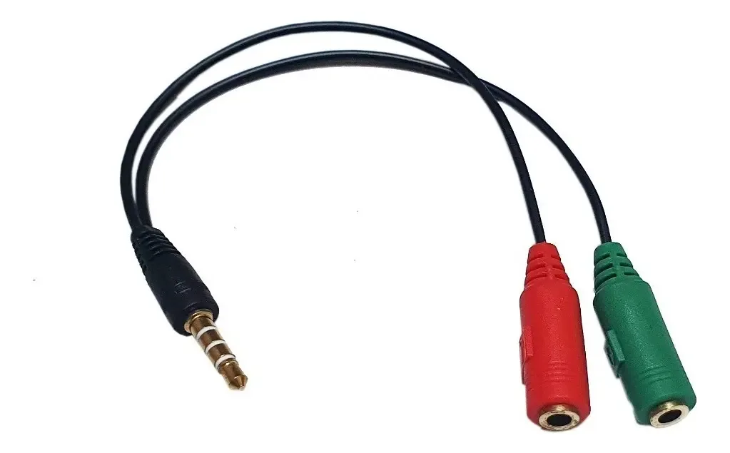 Cabo conversor de adaptador de áudio e microfone 2x1 de 3,5 mm
