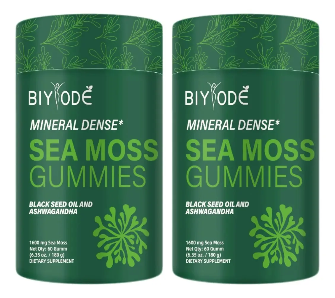 Gomas de algas marinhas 1600 mg, suplemento imunológico Elfleaf, desintoxicação de cálcio, acelerador do metabolismo, 60 gomas, 2 unidades