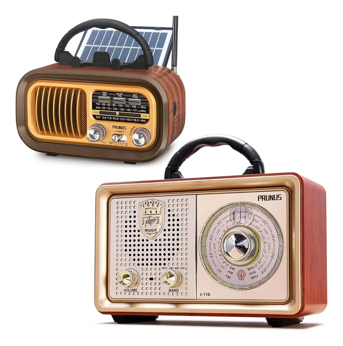 Rádio Bluetooth Prunus Pack 110 + Rádio Bluetooth Retro 150 Cor Madeira