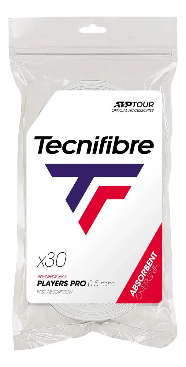 Overgrip Tecnifibre Pro Players 0.5mm Tênis Branco 30 Unidades