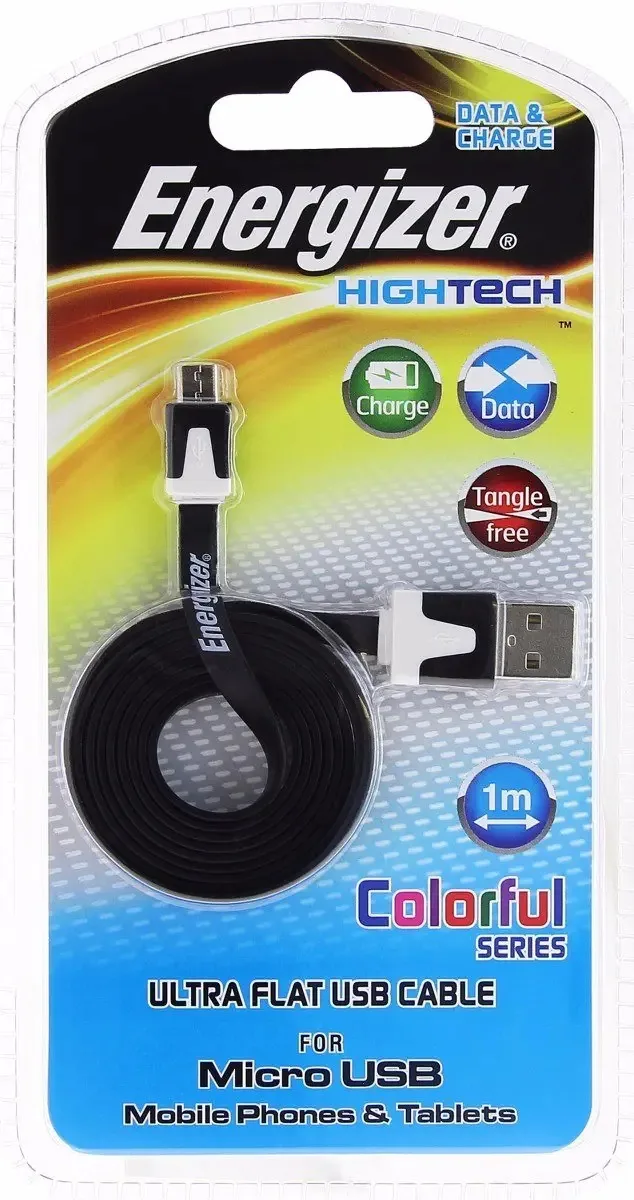 Cabo De Dados 1mt E Tomada Veicular Energizer V8 Preto
