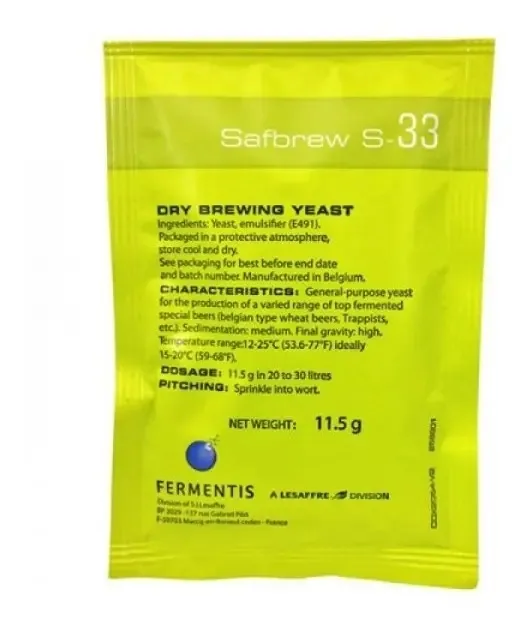 Fermento Safale S-33 Levedura Fermentis Cerveja - 1 Sache