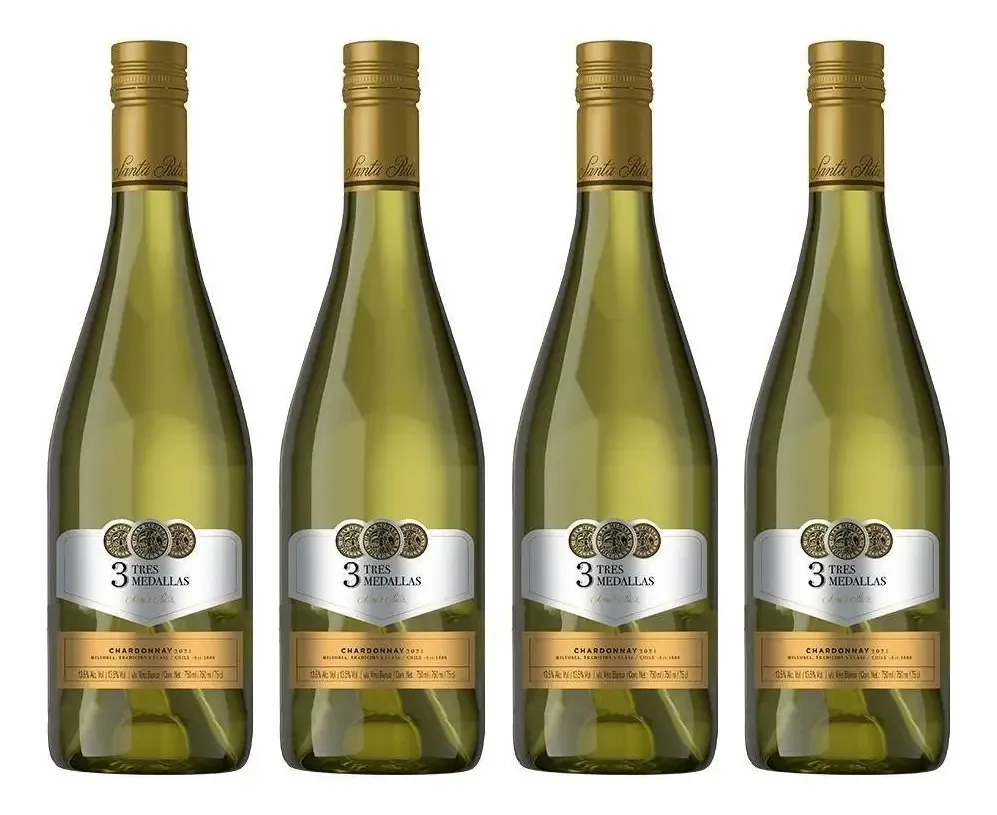 Kit 04 Vinhos 3 Medallas Chardonnay 750ml