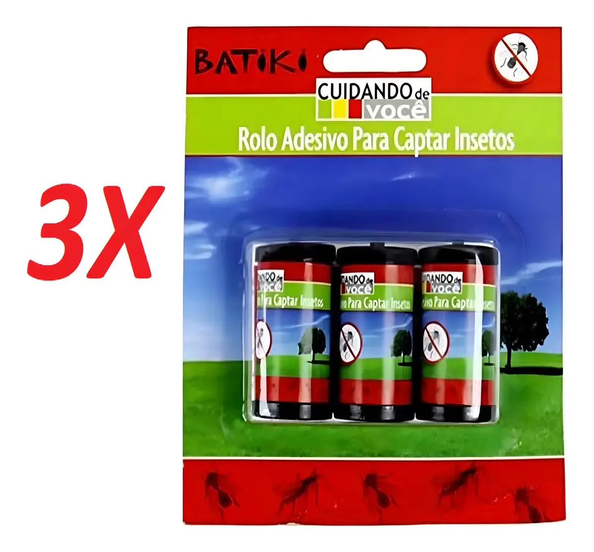 Kit 3 Rolos Adesivo Armadilha Cola Para Insetos Formigas
