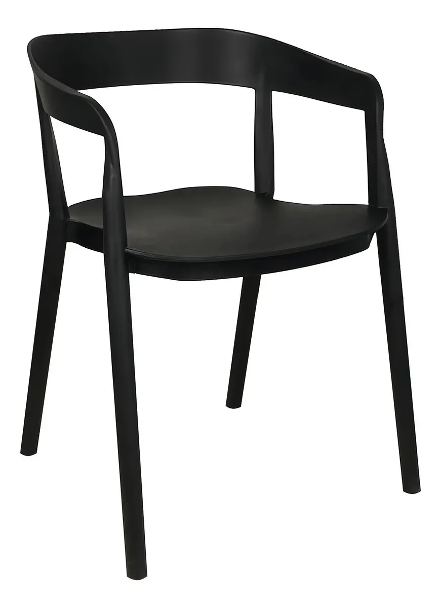 Cadeira de jantar Evoque Kitchen com apoios de braços de plástico reforçado, estrutura empilhável, cor: preto, marca: Makom