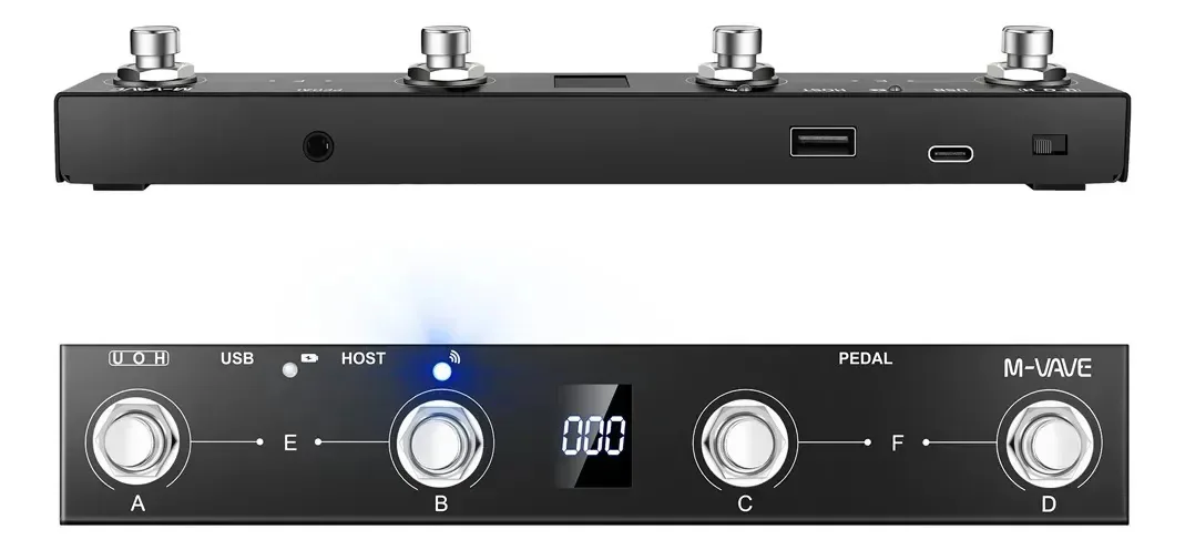 Controlador MIDI Sem Fio M-Vave Chocolate Plus 4 Teclas Bluetooth Preto