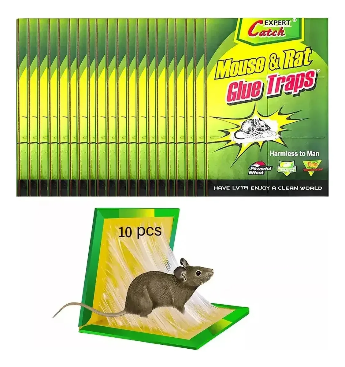 Laolis armadilhas dobráveis grandes para ratos, adesivo super forte com aroma atrativo, adequadas para uso interno e externo, pacote com 10 unidades, armadilha adesiva para ratos