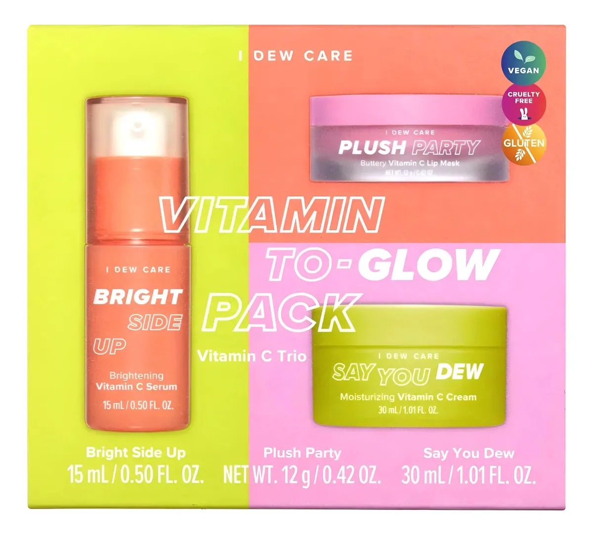 Kit de cuidado facial vegano com vitamina C e niacinamida