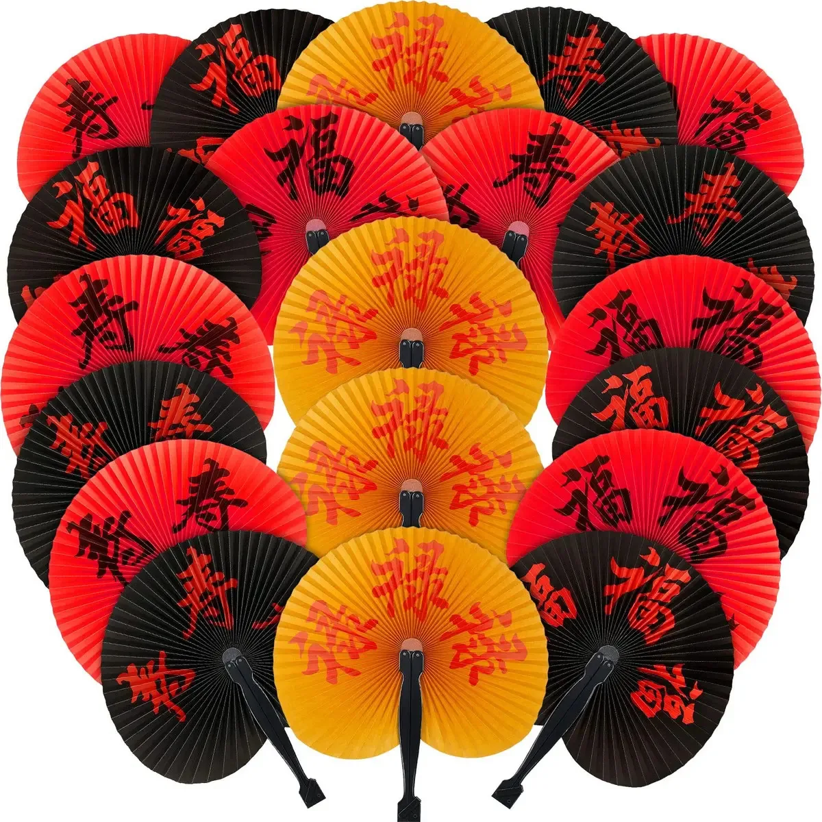 Leques Chineses Vermelhos Para Decorações Orientais de Ano