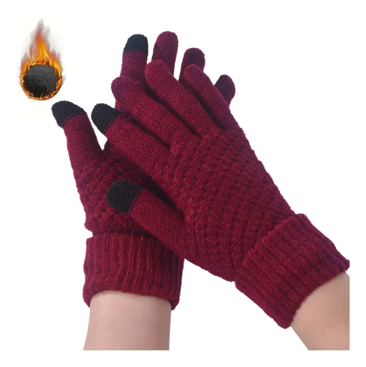 Luvas De Ciclismo Táteis De Inverno Quentes Cor Vermelho