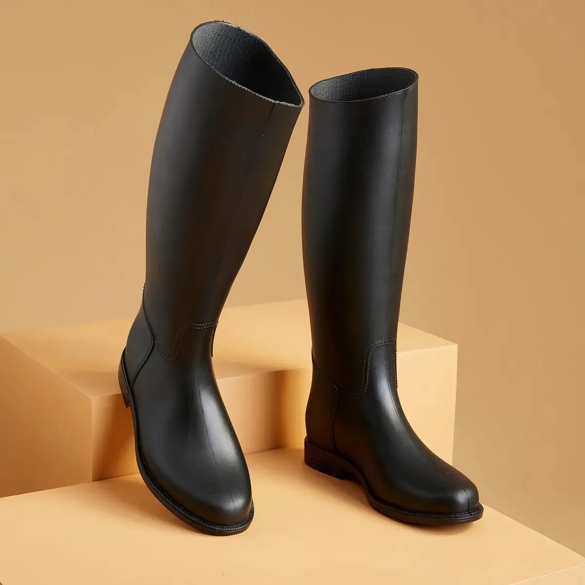Botas de equitação Fouganza Schooling Adult Black Pvc Fouganz tamanho 26