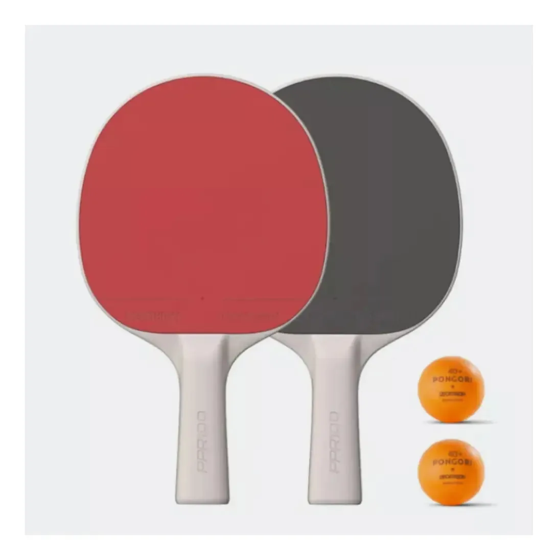 Conjunto Iniciante Tênis de Mesa 2 Raquetes Pongori PPR 100 Vermelho 3 Bolas