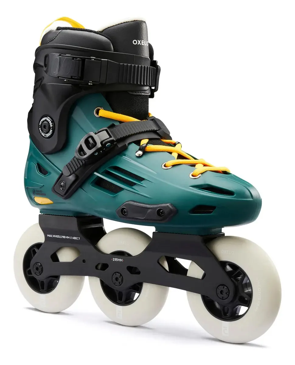 Patins em linha Freeskate Mf900 Urban Ox Green para adultos. Patins verdes, tamanho 28,5