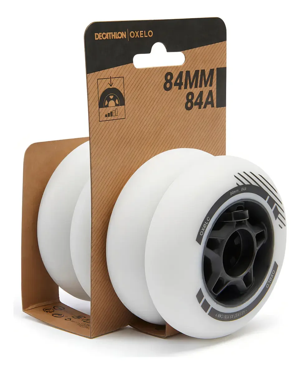 Rodas Para Patins 84mm 84a (conjunto De 4 Rodas) Cor Branco