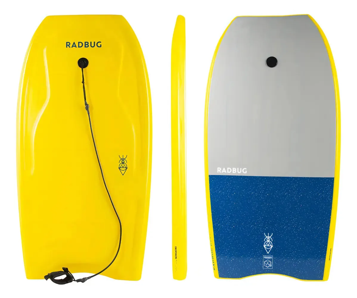 Bodyboard 100% amarelo com pulseira Radbug Cor cinza