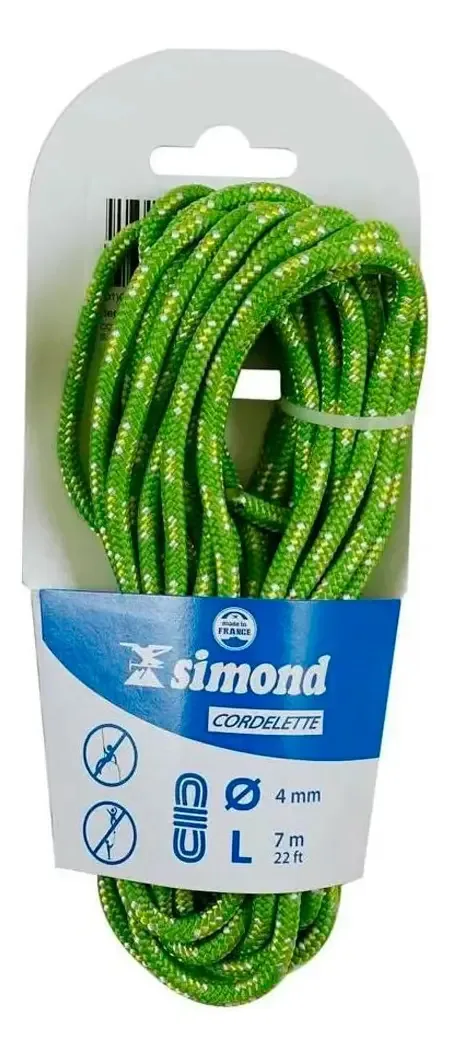 Cordelete 3mm Simond Verde 10 Metros para Escalada e Alpinismo