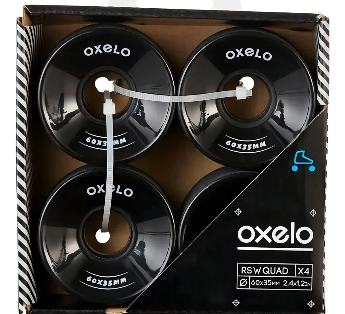 4 Rodas De Patins Quad Adulto 60 Mm Oxelo Cor Preto