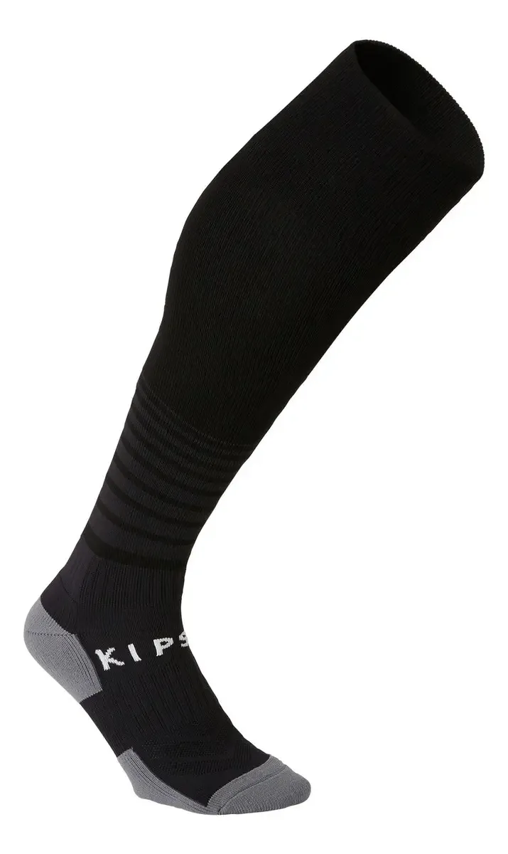 Meias longas de futebol para adultos F500 pretas Kipsta tamanho 28,5/30