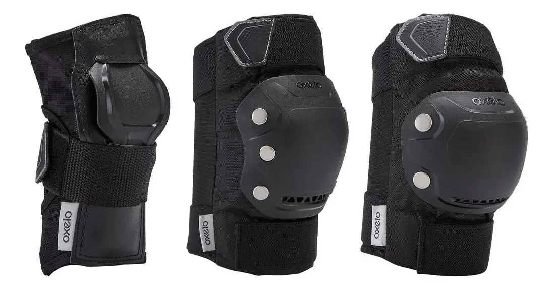 Kit De Proteção Fit500 Oxelo - Cor Preto-cinza