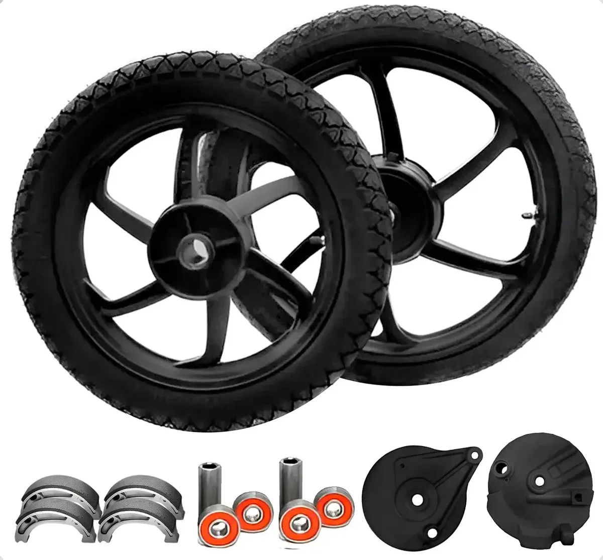 Jogo De Roda Com Pneu Honda Biz 125 C/ Espelho E Peças