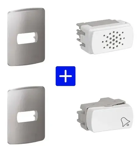 Campainha + Campainha + 2 Placa Cinza Miluz Schneider