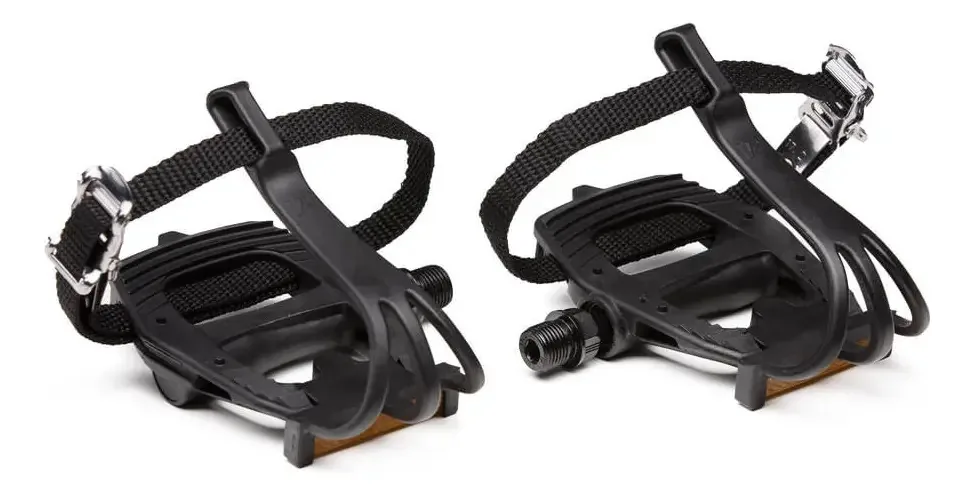 Pedais De Ciclismo Com Trava Tipo Correia Btwin Cor Preto