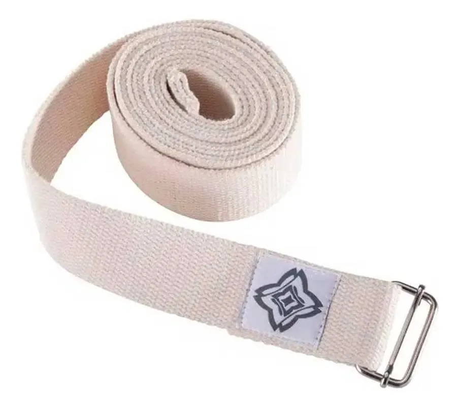 Cinto Faixa Yoga Para Alongamento E Alinhamento Algodo Org. Cor Mocca Tamanho ?nico