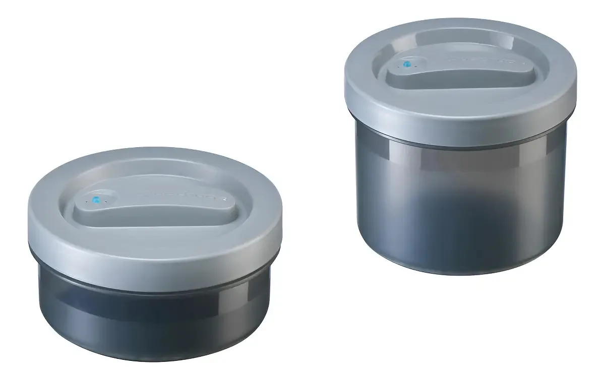 Conjunto De 2 Caixas Alimentares 0,35 E 0,65 Litros Cor Cinza
