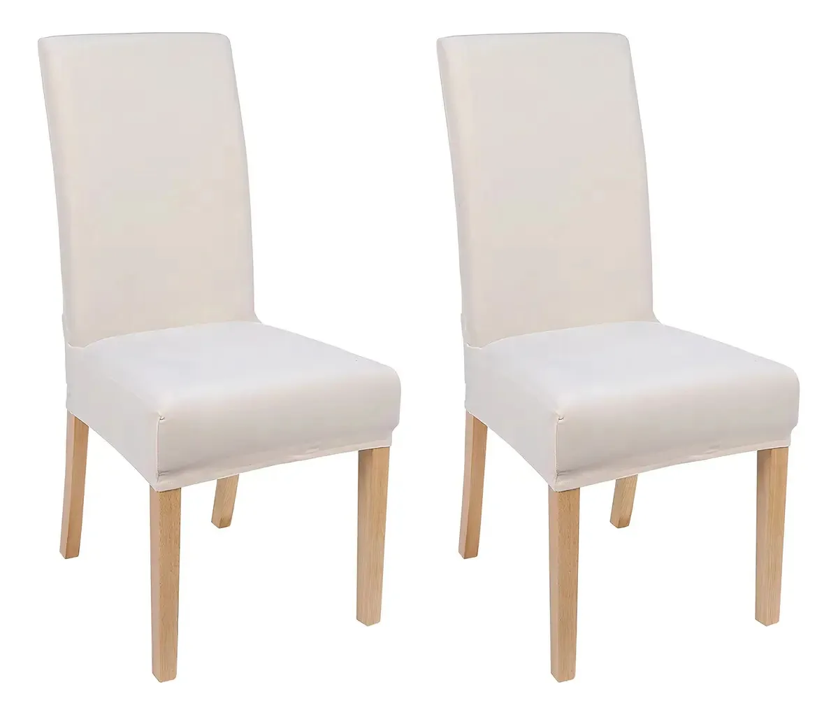 Capas para cadeiras de jantar de veludo elástico, creme