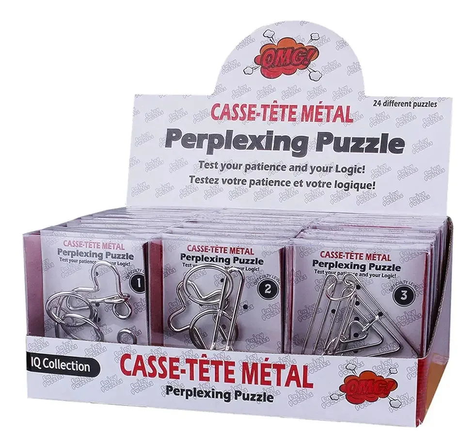 24 peças de quebra-cabeça de metal e arame, peças 3D
