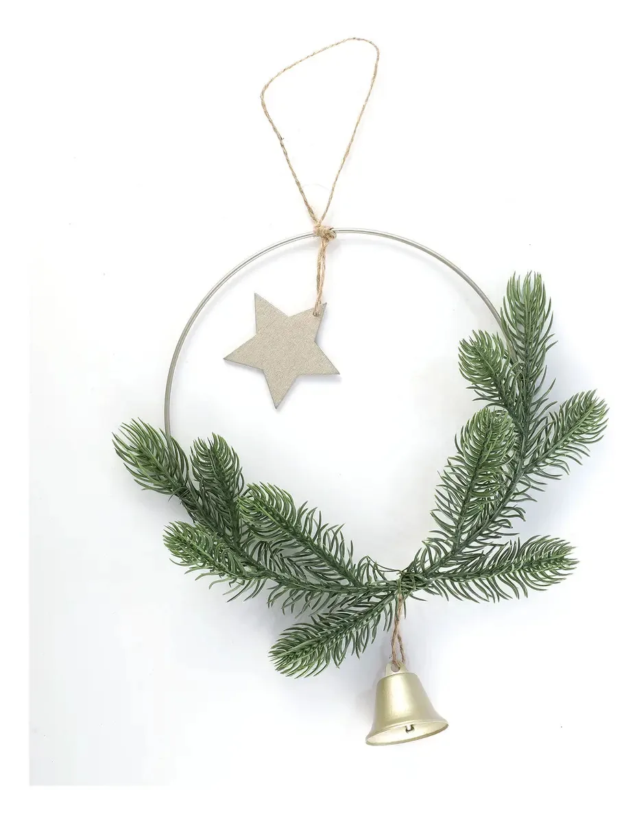 Enfeite de sino e estrela de metal aconchegante 28x5x17 cm - Natal