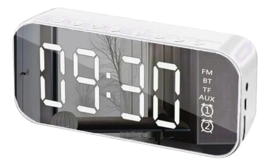 Relógio de rádio Alto-falante + Bluetooth +alto-falante Relógio de rádio cor branca