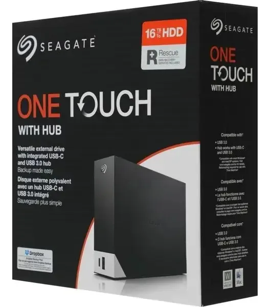 Hd Externo 16tb Seagate One Touch Hub Usb 3.0 Stlc16000400 Preto
