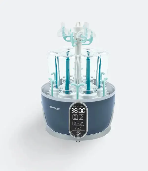 Esterilizador de garrafas Babymoov Turbo Pure, 3 em 1, limpa, esteriliza e seca automaticamente em 38 minutos