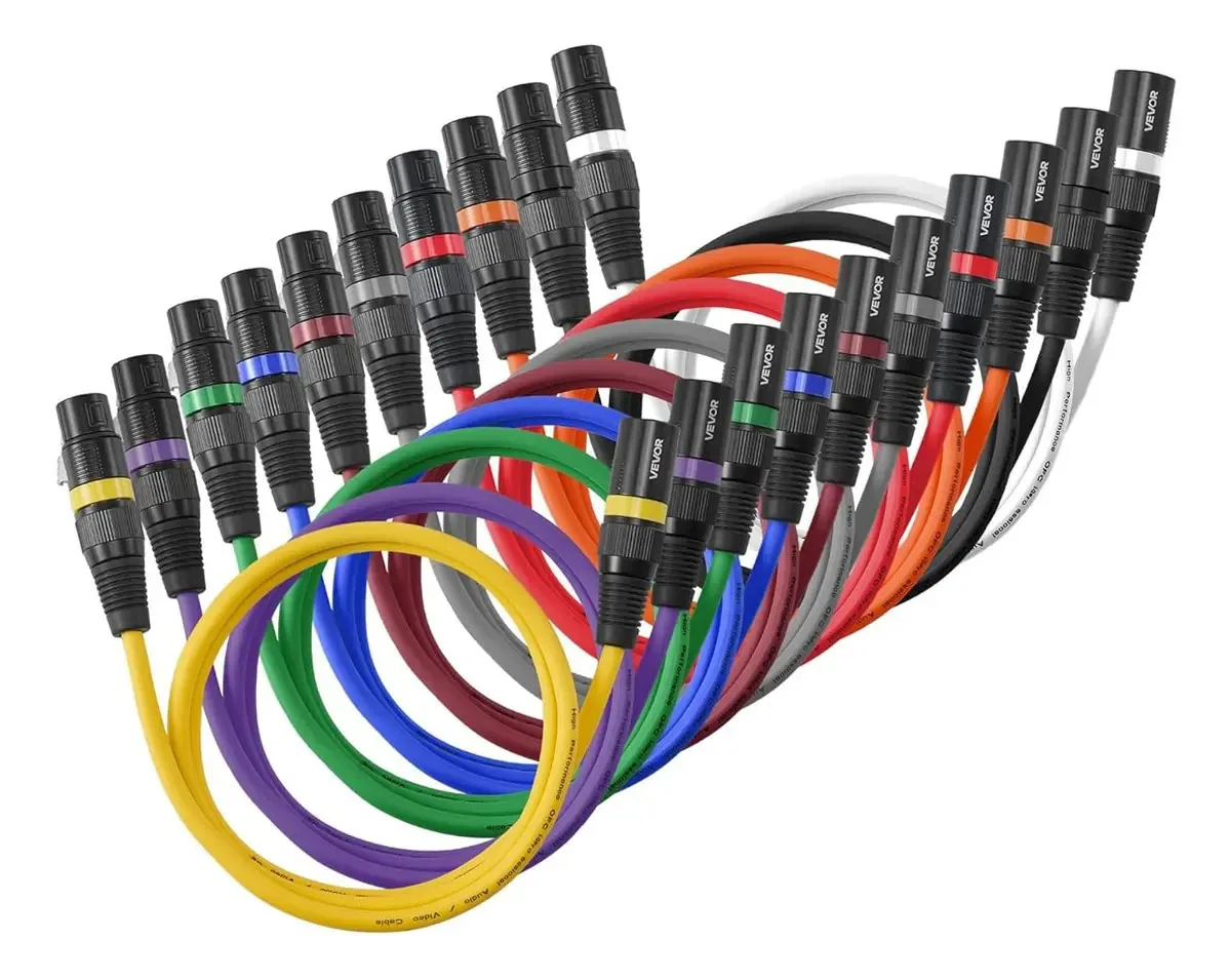 Cabos XLR de 3 pinos para áudio profissional - pacote com 10