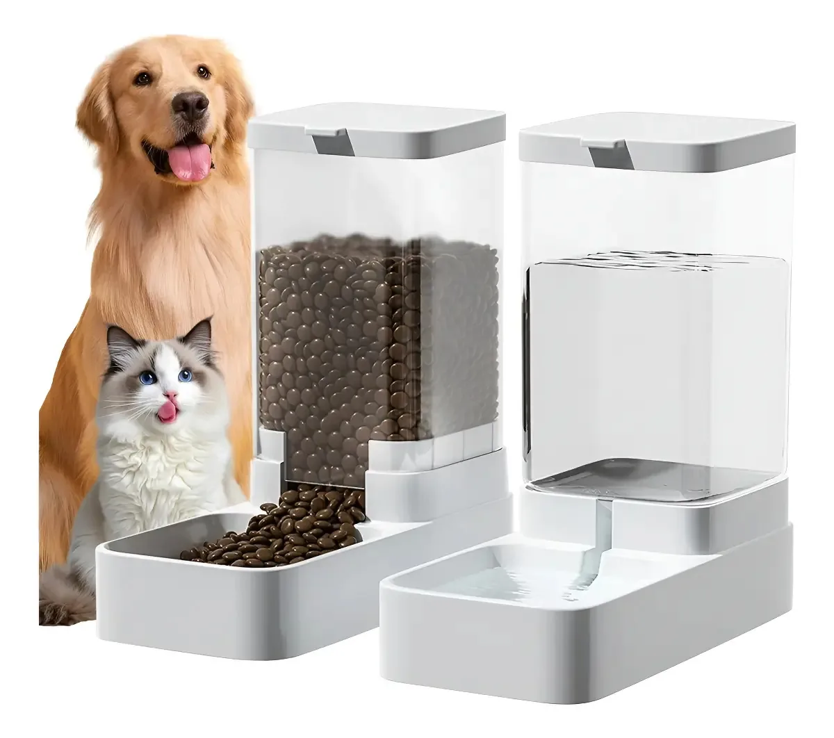 Dispensador automático de alimentos Airlya-Life-para cães alimentadores de gatos 3,8 l + 2,1 kg, grande capacidade, fácil de limpar.