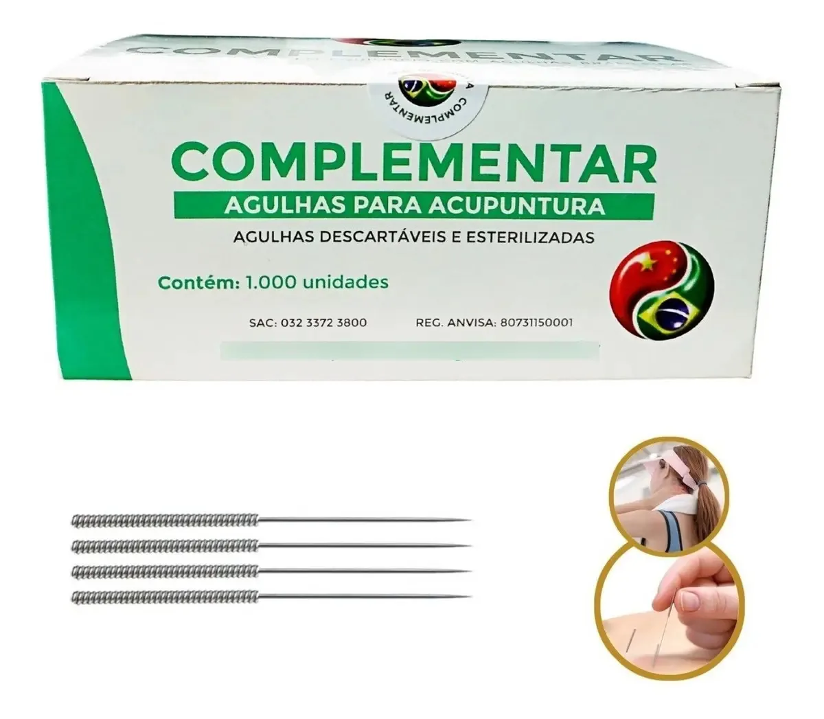 Agulha Acupuntura Sistêmica Complementar Inox 0,25x4cm C/1000 Und