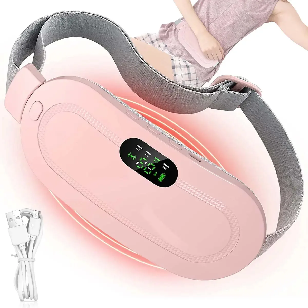 Cinto elétrico de aquecimento de cólicas menstruais rosa Bolsa térmica Almofada térmica Almofada térmica Cinto de almofada térmica para cólicas Almofada elétrica Almofada cólica para cólica