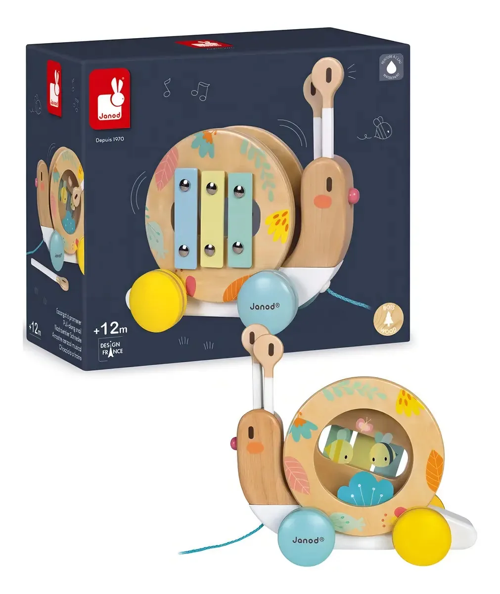 Caracol De Puxar E Passear - Brinquedo De Madeira - Janod