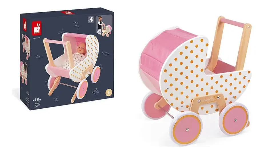 Brinquedo Faz De Conta Carrinho De Boneca Cor Rosa