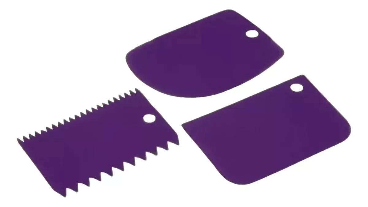 Conjunto de 3 espátulas texturizantes para pastelaria