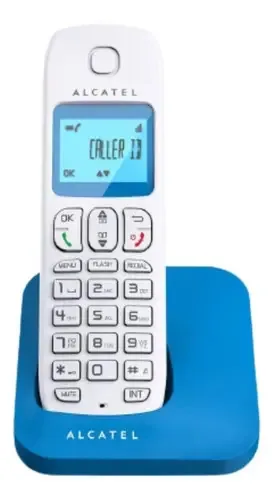 Identificador de chamadas do telefone sem fio Alcatel E-130 azul