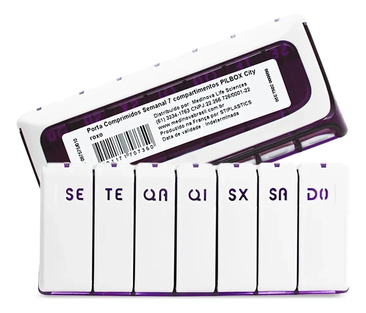Porta Comprimidos Pilbox City Cor Roxo