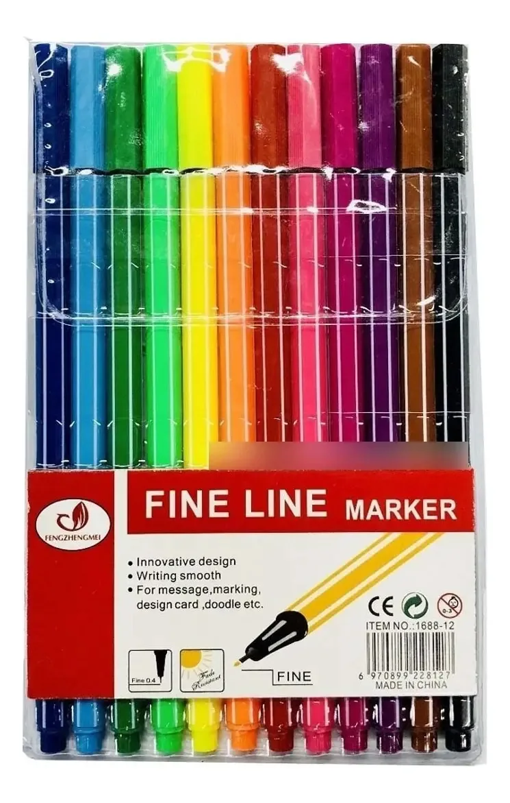 Kit Com 12 Canetas Ponta Fina 0,4 Colorida