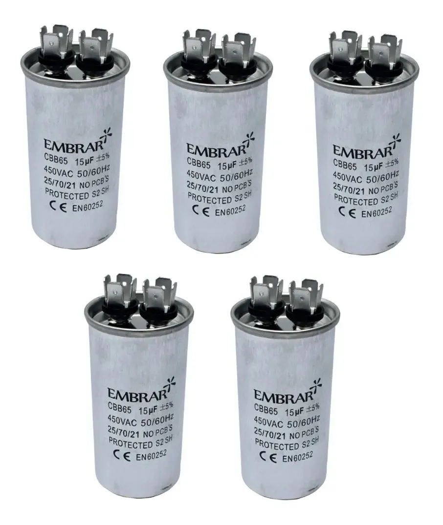 05 Capacitores Permanente 15uf 450v Alumínio